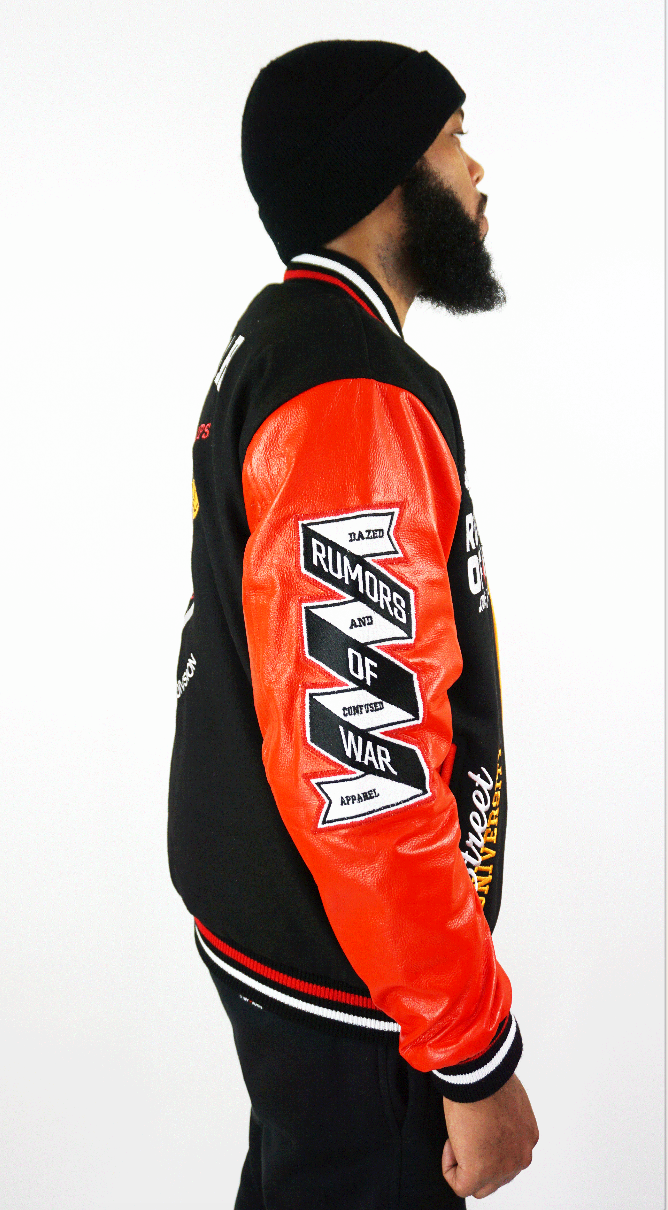 MULTICOLORED LEATHER VARSITY JACKET - Dazed and Confused Apprel