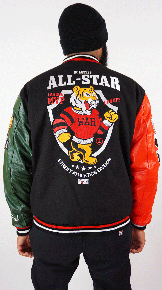 MULTICOLORED LEATHER VARSITY JACKET - Dazed and Confused Apprel